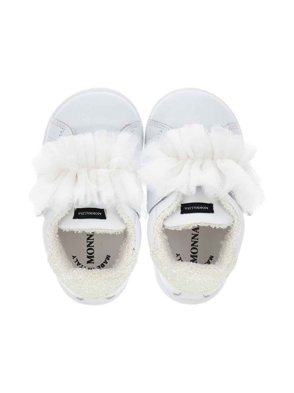 Sneakers per bambina Monnalisa bianche con dettaglio in tulle 83G012 7715 0001 MONNALISA KIDS 