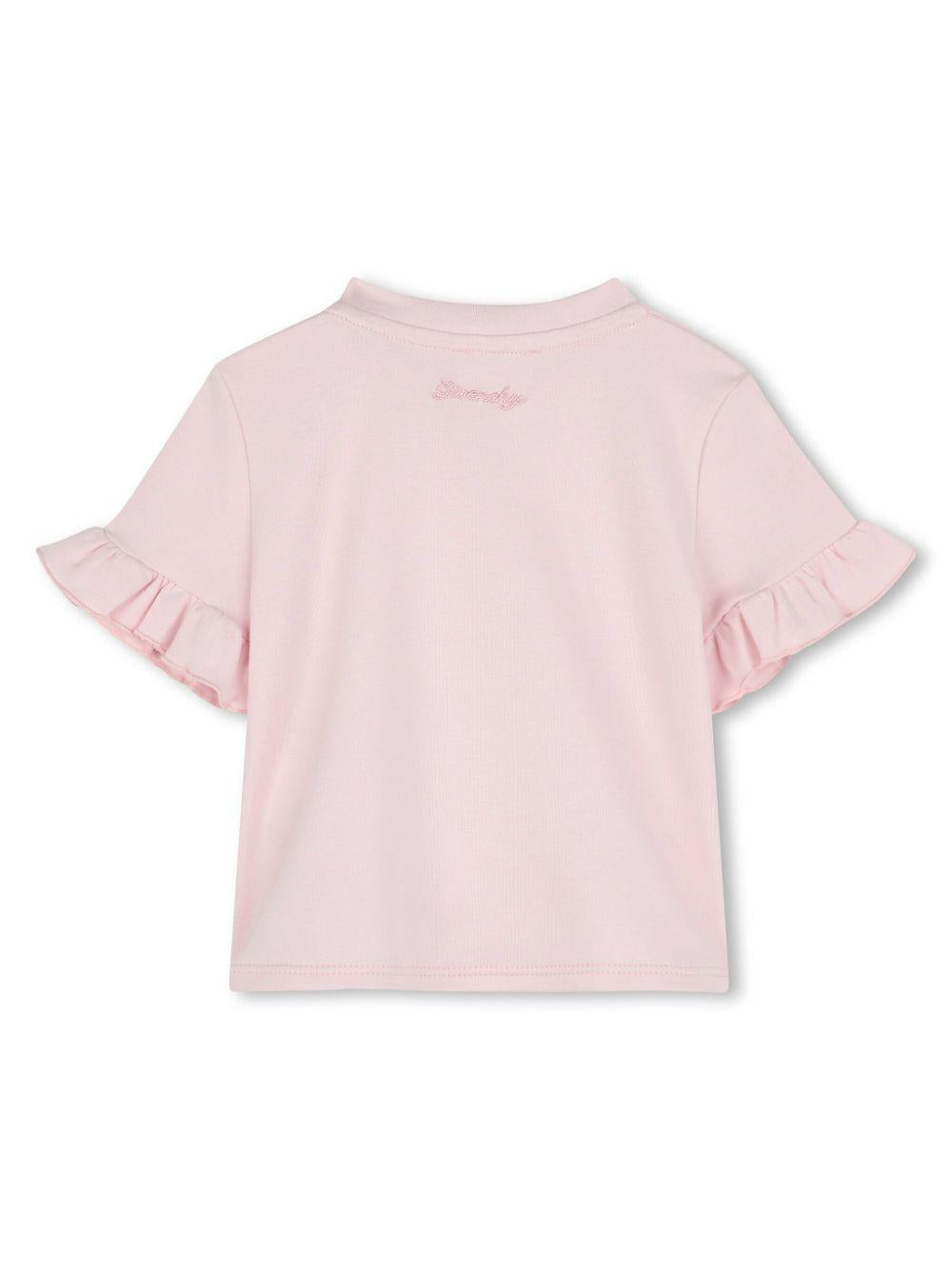 T-shirt con logo sul retro per neonata Givenchy Kids rosa con orlo dritto H30661 44Z GIVENCHY KIDS 