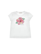T-shirt per bambina Monnalisa x Disney bianca con stampa fiore ibisco 19H631 8004 0099 MONNALISA KIDS 