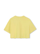 T-shirt in cotone biologico per bambina Givenchy Kids giallo con design crop H30798 571 GIVENCHY KIDS 