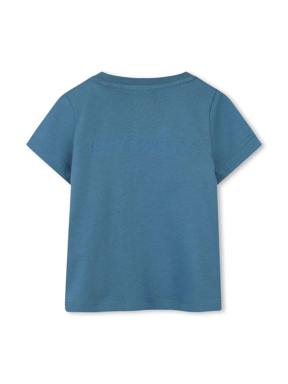 T-shirt per neonato Givenchy Kids blu con chiusura laterale con abbottonatura H30645 80V GIVENCHY KIDS 