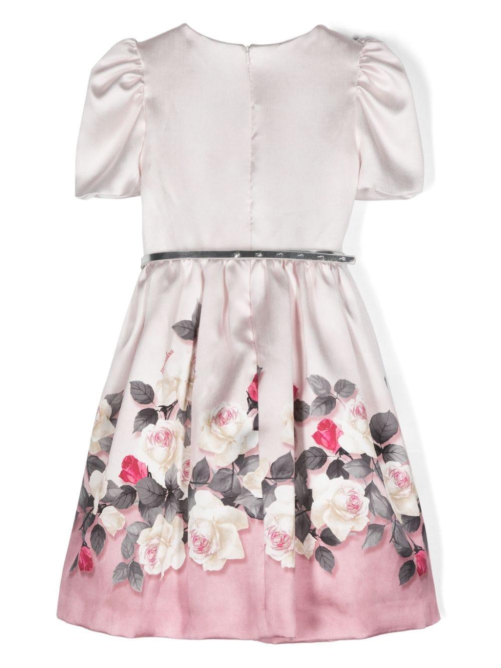 Abito a fiori per bambina Monnalisa bianco con tessuto in twill 71D902 4620 0094 MONNALISA KIDS 