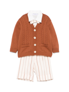 Set cardigan, camicia e shorts per neonato Colorichiari marrone e beige a righe MN408122 4776 28 COLORICHIARI 
