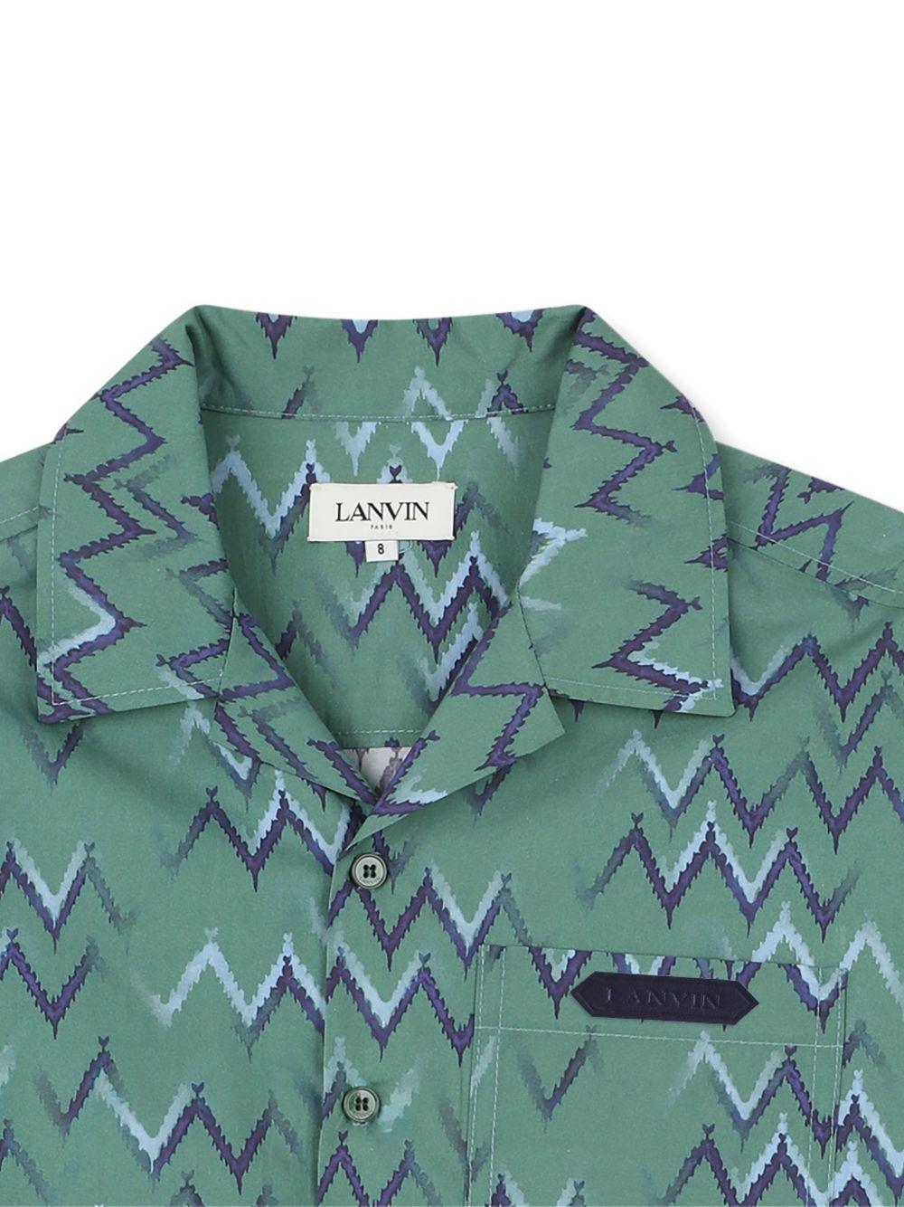Camicia per bambino Lanvin Enfant verde con motivo a zigzag N30392 U58 LANVIN KIDS 