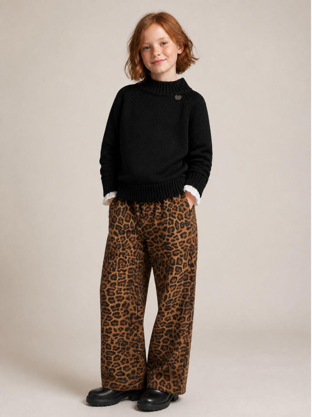 Pantaloni per bambina Monnalisa Kids marroni con stampa animalier 41H406 8623 0080 MONNALISA KIDS 