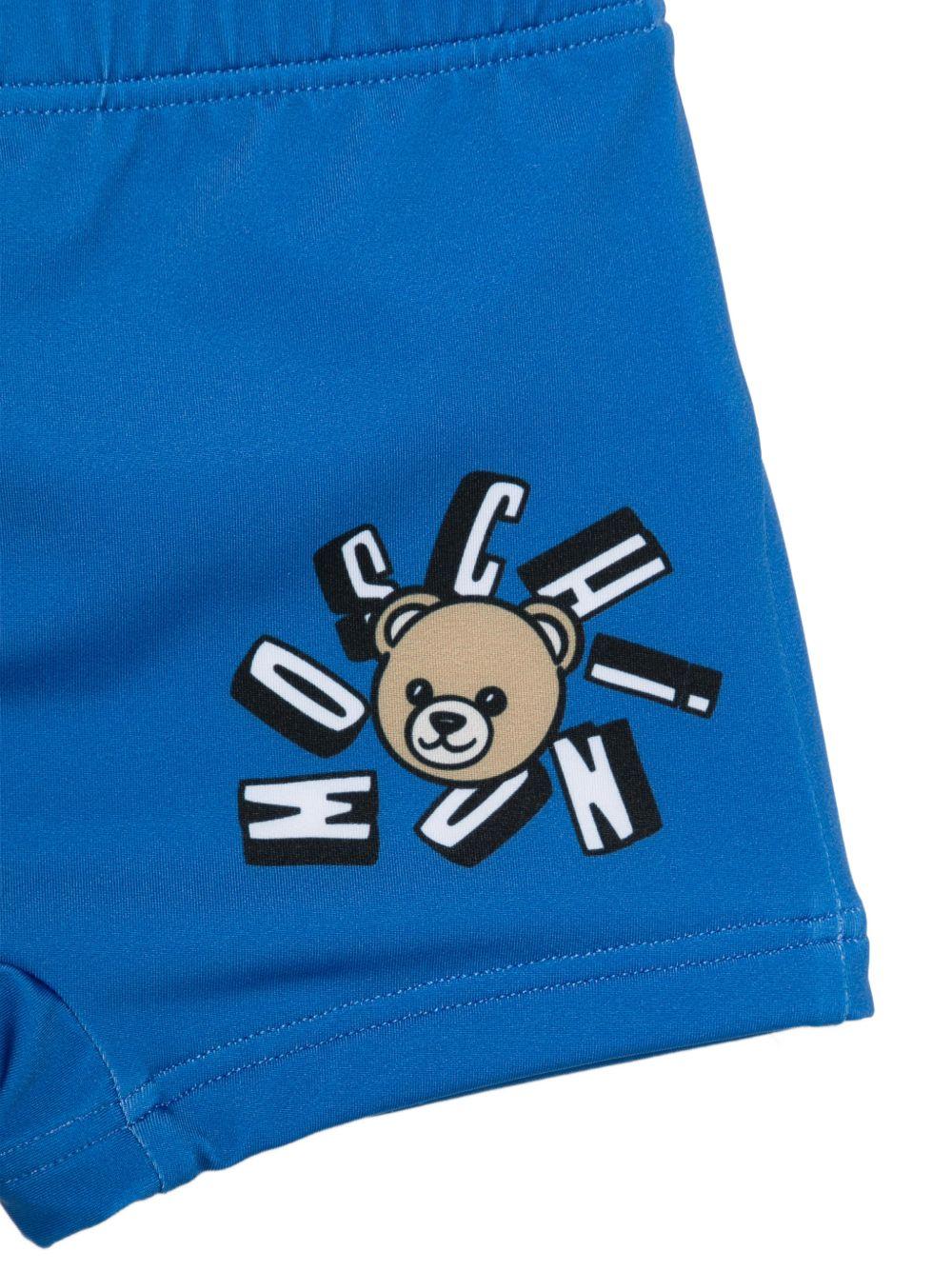 Costume per neonato Moschino Kids blu con stampa Teddy MXL006LKA11 40630 MOSCHINO KIDS 