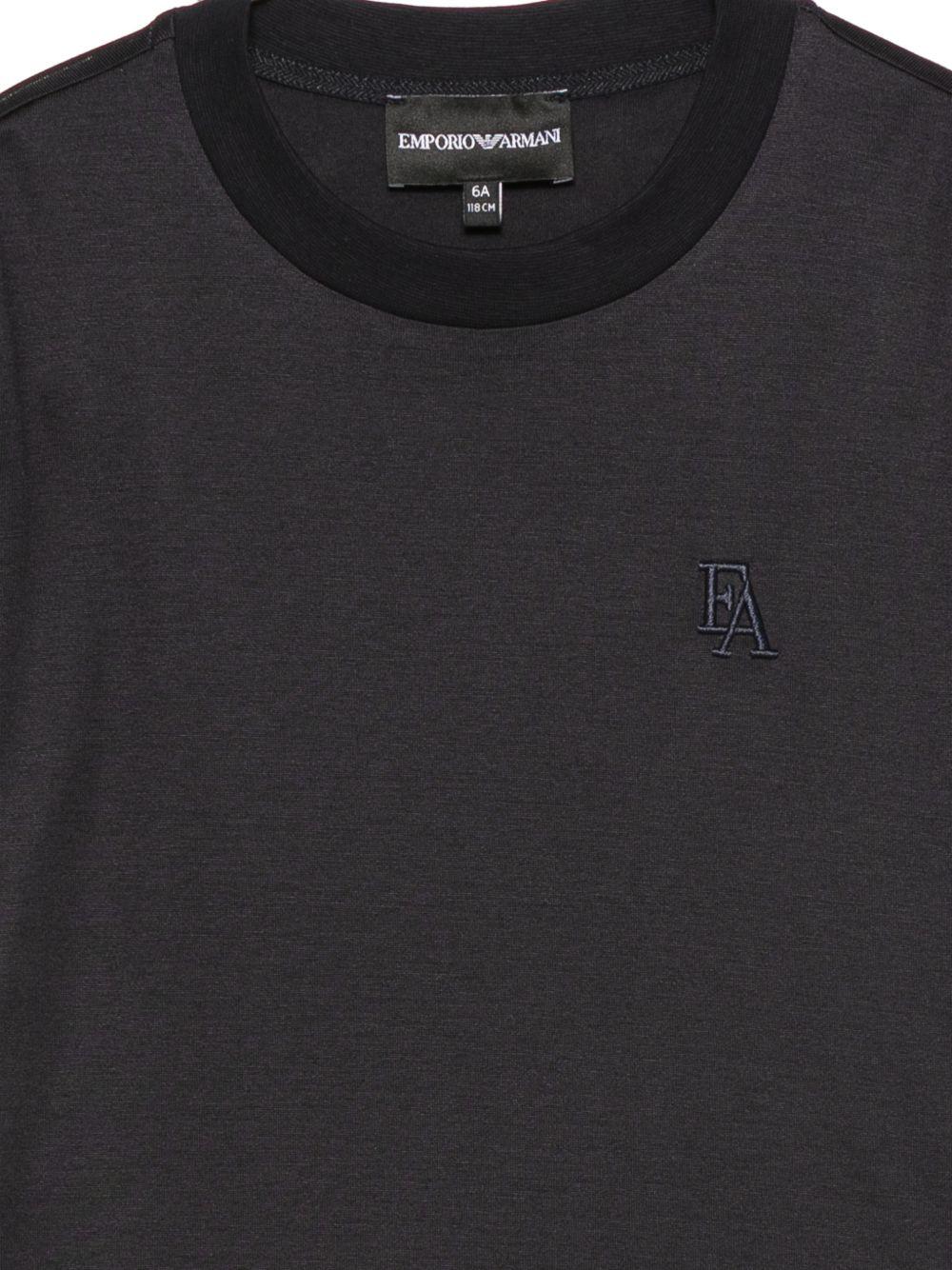 T-shirt per bambino Emporio Armani Kids blu con patch lettere EB001644 AF10127 UB118 EMPORIO ARMANI KIDS 