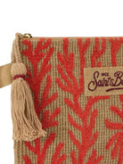 Pochette in juta MC2 Saint Barth beige con motivo corallo ricamato JUTE002 00886L MC2 ST. BARTH KIDS 