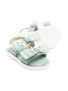 Sandali per bambina BabyWalker verde con fiocco e soletta in pelle con logo PB6119 SALVIA BABYWALKER 