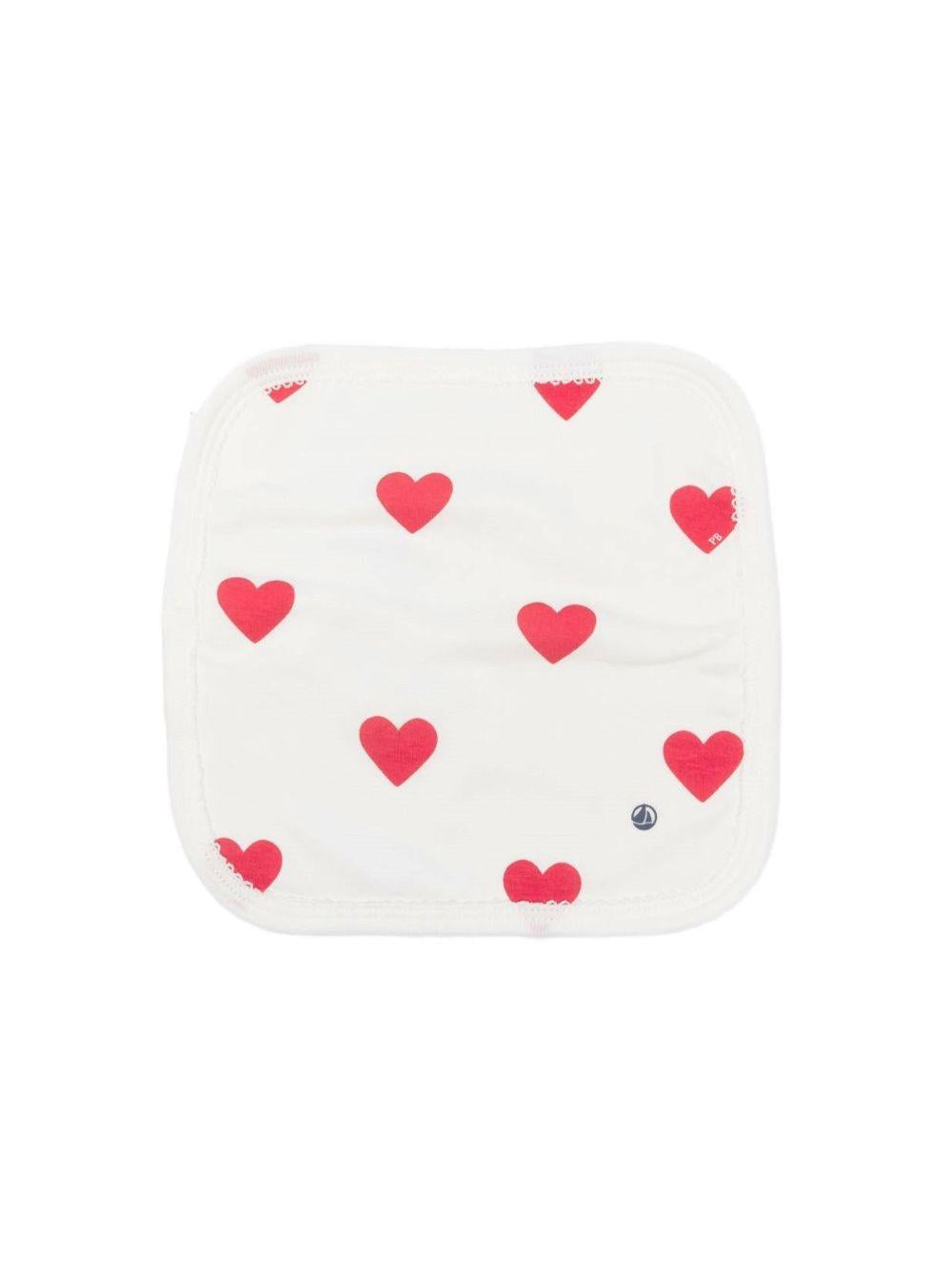 Bavaglino per neonati Petit Bateau bianco con stampa cuori all-over A0DJG 01 PETIT BATEAU 