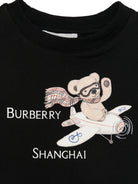 T-shirt per neonati Burberry Kids nera con stampa grafica Shanghai Bear 8129769 A1189 BURBERRY KIDS 