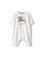 Tutina intera per neonati Burberry Kids bianca con motivo Equestrian Knight 8117494 A1464 BURBERRY KIDS 