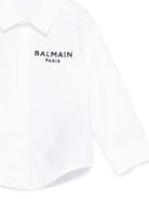 Camicia da neonato Balmain Kids bianca con logo ricamato BY5530 P0562 100NE BALMAIN KIDS 