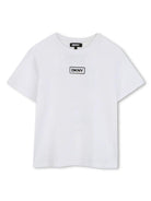 T-shirt per bambino Dkny Kids bianco con stampa con logo sul davanti D62300 10P DKNY 