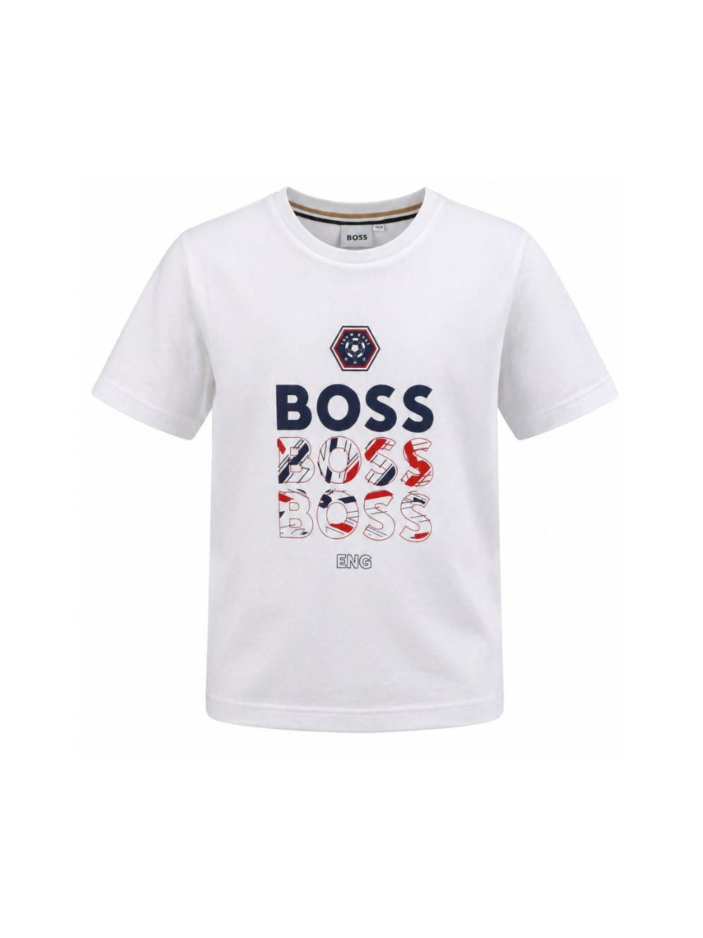 T-shirt per bambino Boss Kids bianca con stampa grafica J53253 10P BOSS KIDS 