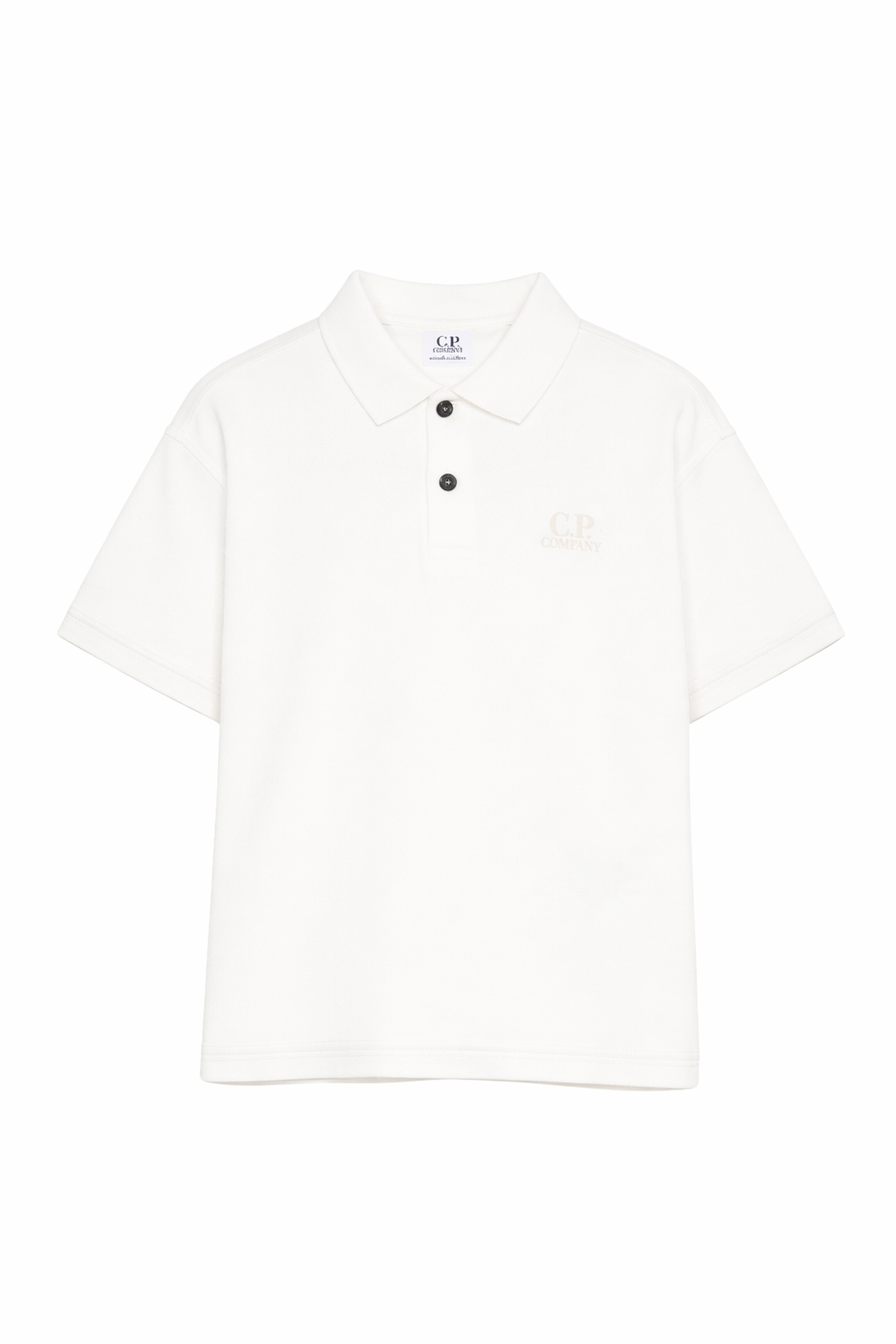 T-shirt per bambino C.P. Company Kids bianca con colletto stile polo CUM00XLAC04 10135 C.P.COMPANY KIDS 