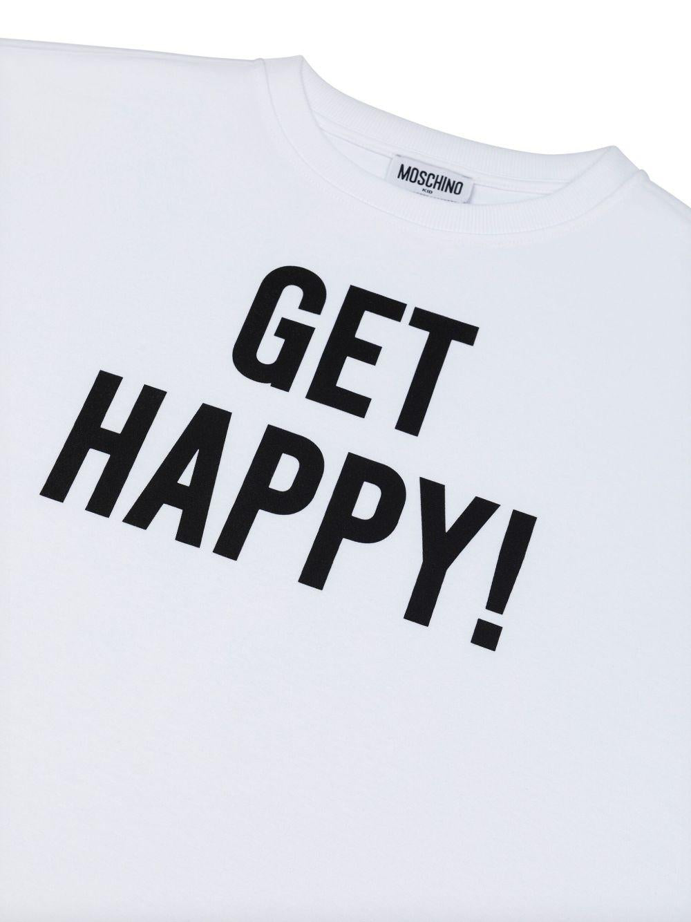 T-shirt con stampa per bambina Moschino Kids bianco con orlo dritto HAV0GQLAA43 10101 MOSCHINO KIDS 