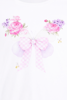 T-shirt per bambina Monnalisa bianca con stampa farfalle sul davanti 11G603 7201 0099 MONNALISA KIDS 