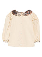 Camicia per bambina A'lapage beige con colletto con motivo a quadri AL22 BEIGE A'LAPAGE 