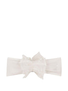 Tuta corta e fascia per capelli per neonata Chloé Kids bianche con bordo in pizzo C20928 117 CHLOE' KIDS 