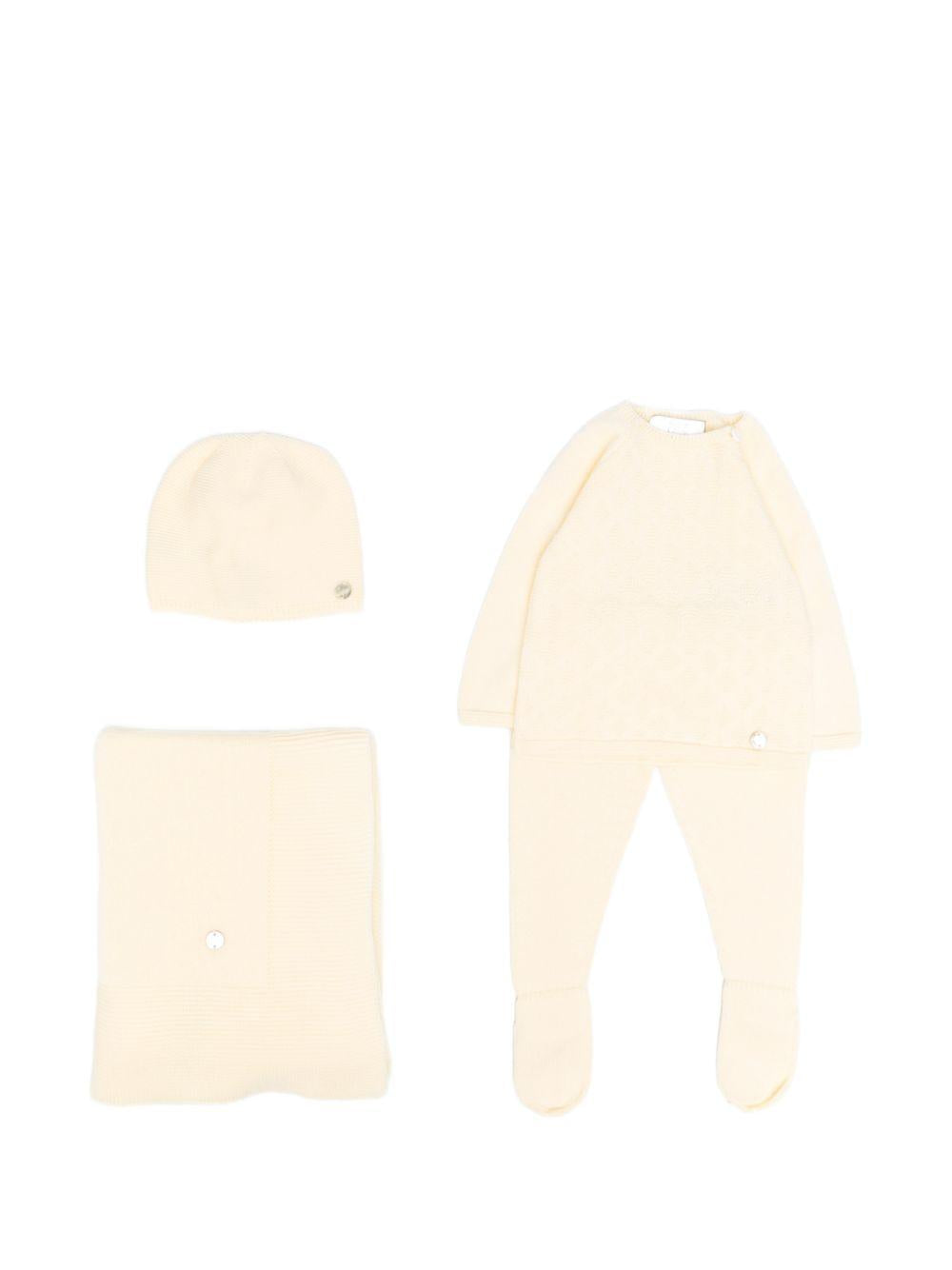 Set tutina, capello e coperta per neonati Paz Rodriguez giallo lavorato a maglia 303-123189 05 PaZ RODRIGUEZ KIDS 