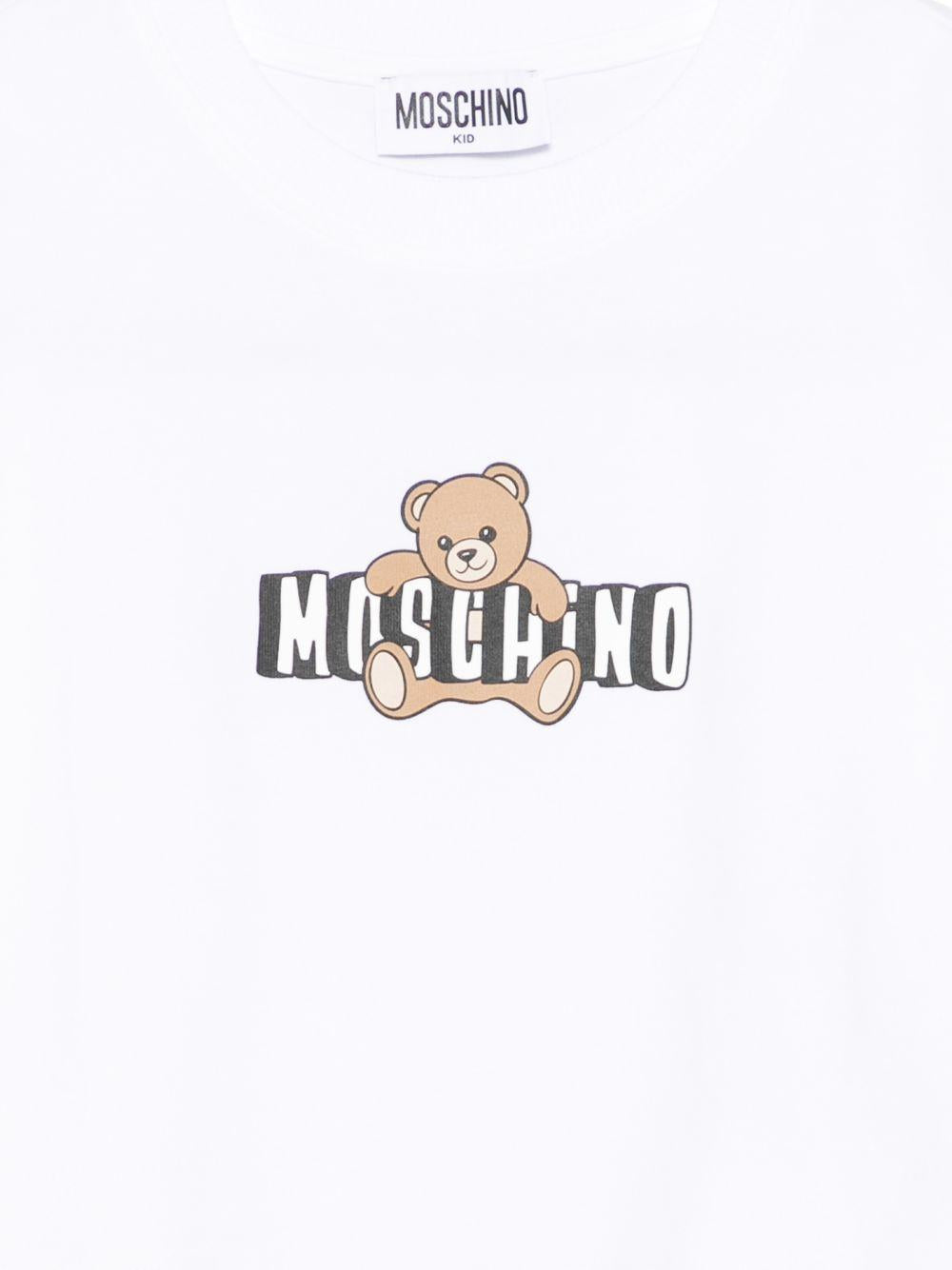 T-shirt per bambina Moschino Kids bianca con stampa Teddy Bear HDM072LBA00 10101 MOSCHINO KIDS 