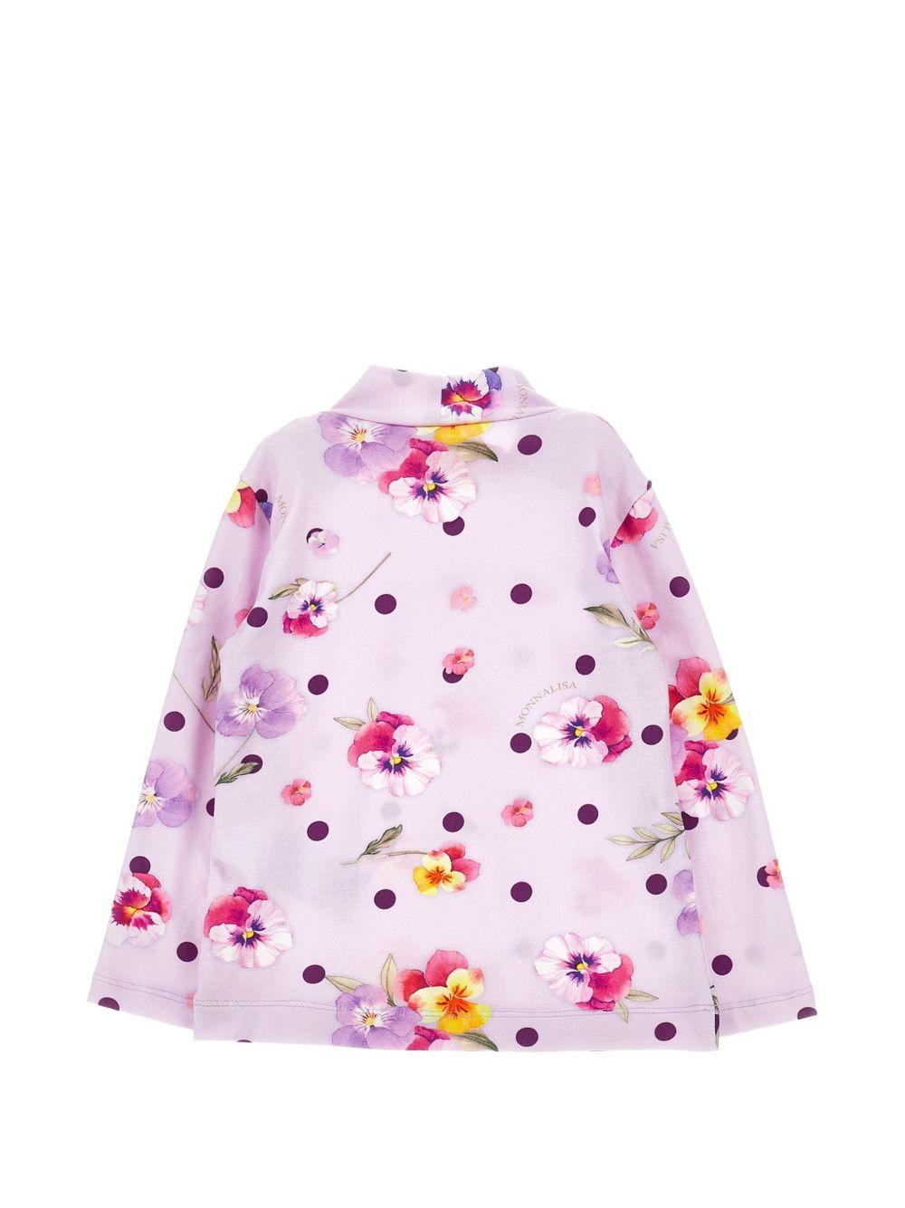 T-shirt per bambina Monnalisa Kids rosa con stampa a fiori e motivo a pois 11H618 8653 0063 MONNALISA KIDS 