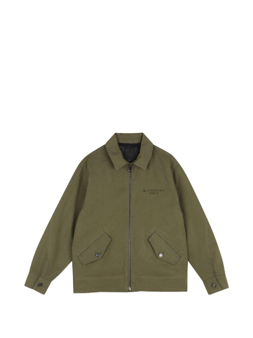 Giubbino per bambino Givenchy Kids verde con logo ricamato sul petto H31405 653 GIVENCHY KIDS 