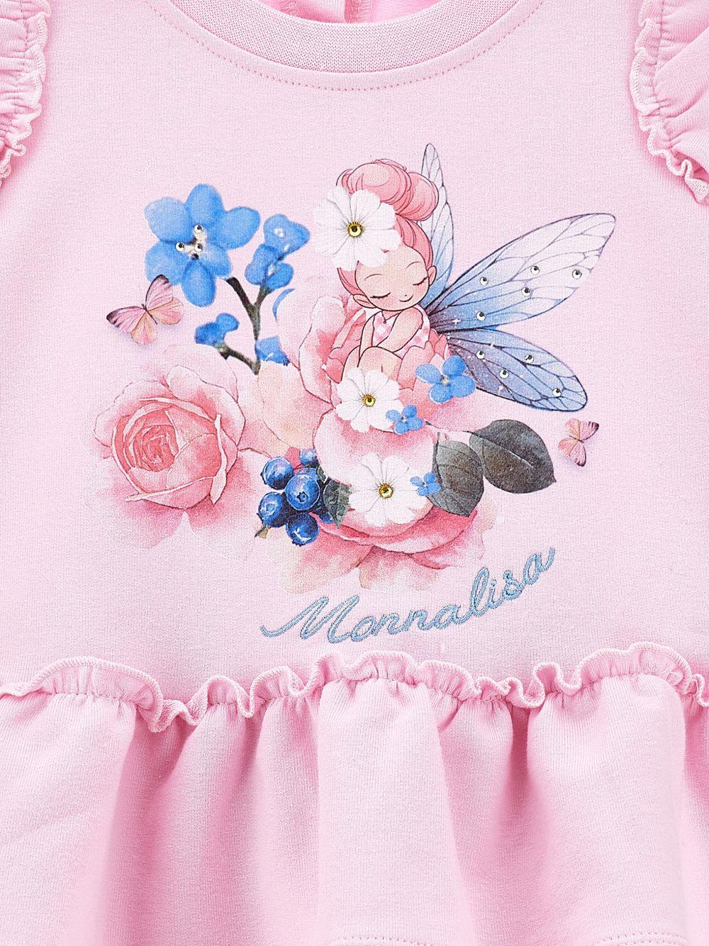 Abito per neonata Monnalisa rosa con stampa grafica sul davanti 39G900 7007 0090 MONNALISA KIDS 