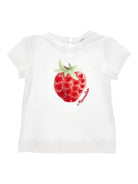 T-shirt per neonata Monnalisa bianca con stampa fragola 39G617 7002 0099 MONNALISA KIDS 