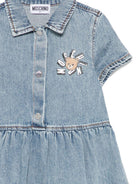 Abito per bambina Moschino Kids denim con logo sul davanti HDV0HDL0E44 40511 MOSCHINO KIDS 