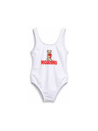 Costume da bagno per neonata Moschino Kids bianco con stampa orso sul davanti M3L00ALKA11 10101 MOSCHINO KIDS 