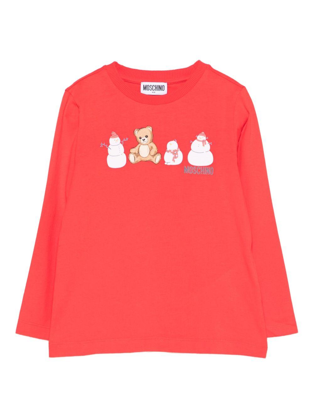 T-shirt per bambini Moschino Kids rosso con stampa grafica HUO00ZLAA01 50109 MOSCHINO KIDS 