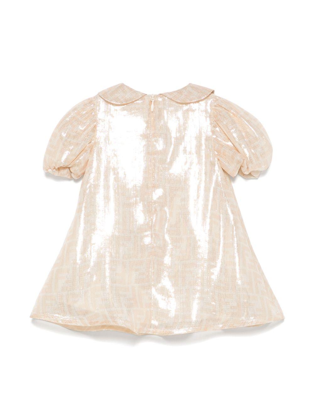 Abito per neonata Fendi Kids color oro con applicazione fiocco BFB548 ATRT F1P2N FENDI KIDS 