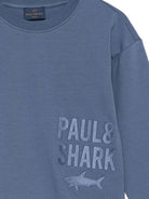 Felpa per bambino Paul & Shark Junior blu con stampa logo sul davanti WUF007LDA59 41110 PAUL & SHARK KIDS 