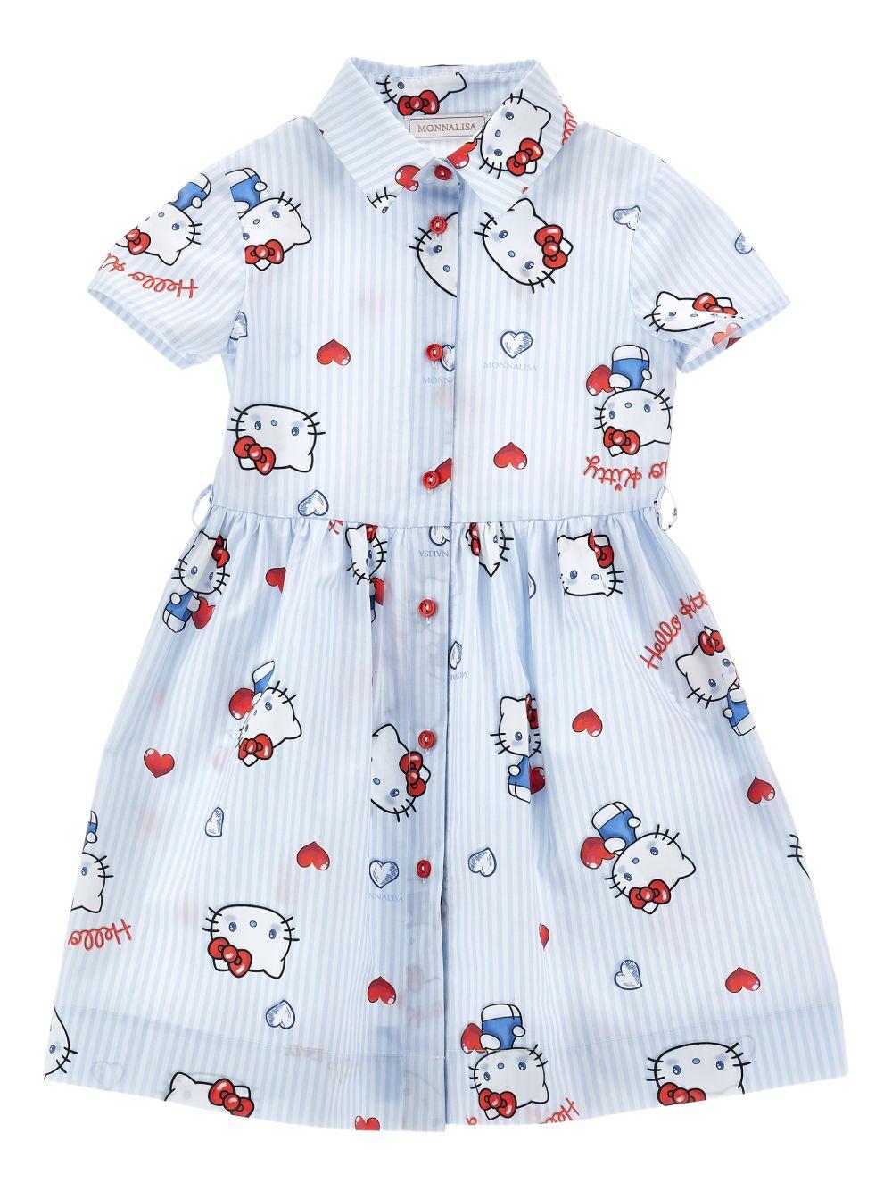Abito per bambina Monnalisa azzurro con motivo a righe 11G918 7605 9958 MONNALISA 