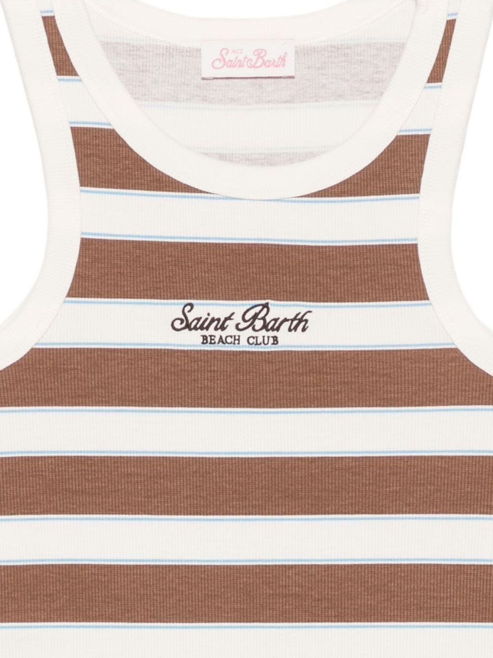 Canotta da donna MC2 Saint Barth bianco e marrone con motivo a righe AAD001 02675L MC2 ST. BARTH 