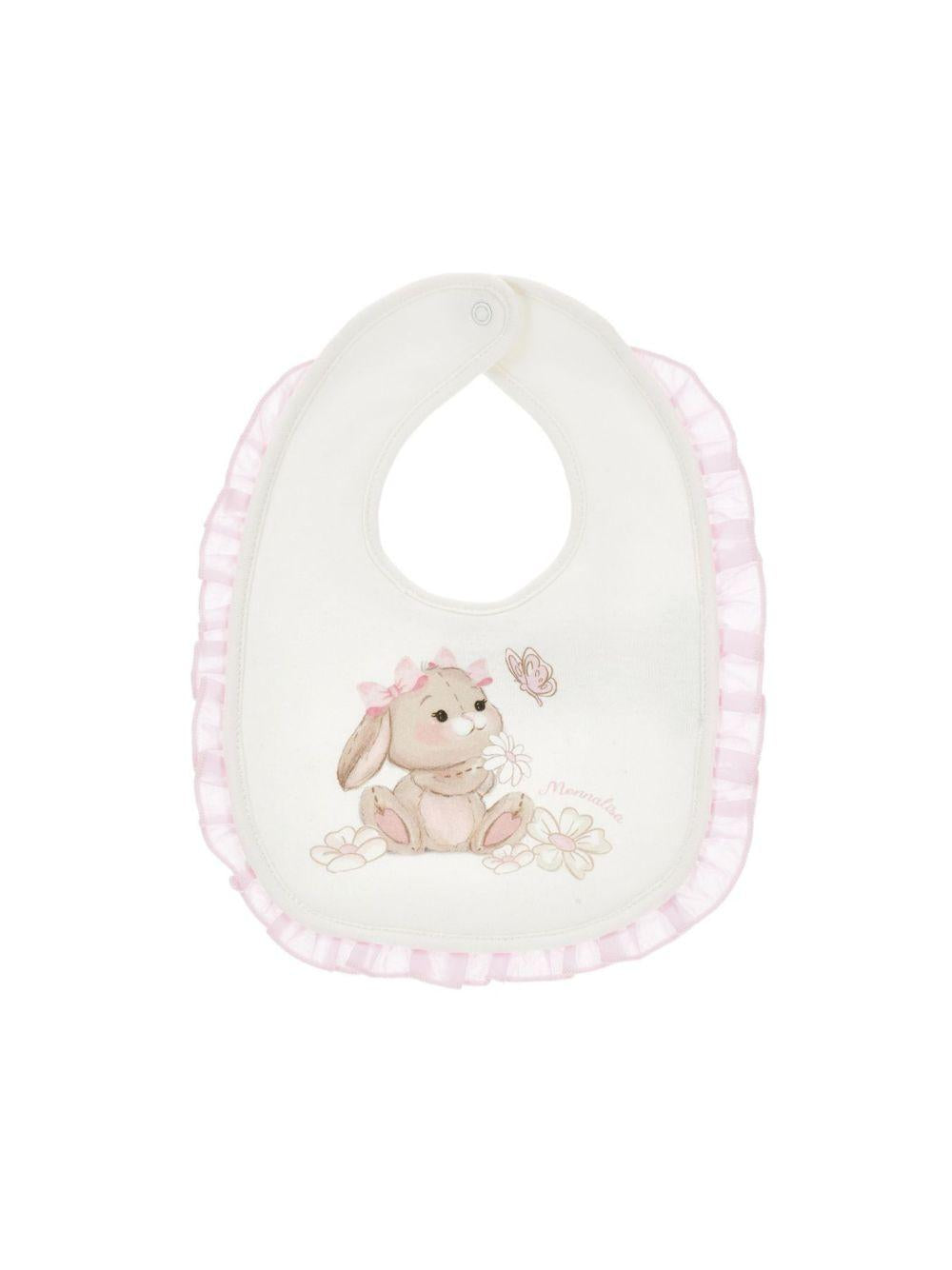 Bavaglino per neonata Monnalisa bianco con stampa coniglietto 35G009 7000 0001 MONNALISA 