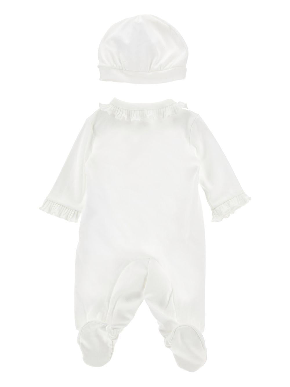 Set tutina e cappello per neonata Monnalisa bianco con dettagli fiori 35G503 7010 0001 MONNALISA KIDS 