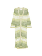 Cardigan lungo da donna MC2 Saint Barth verde con motivo a spina di pesce TON0001 08303L MC2 ST. BARTH 