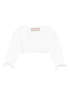 Cardigan per neonata La Stupenderia bianco con maniche a balze 1WCSP62 800 LA STUPENDERIA 