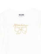 T-shirt per bambina Moschino Kids bianca con ricamo con fiocco HDO012LBA10 10063 MOSCHINO KIDS 