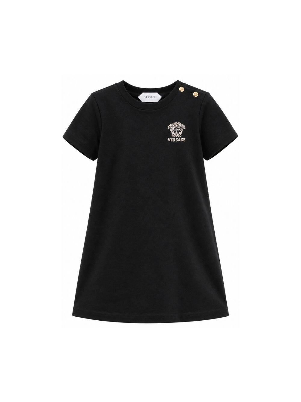 Abito per bambina Versace Kids nero con motivo Medusa 10253011A18321 2B130 VERSACE KIDS 