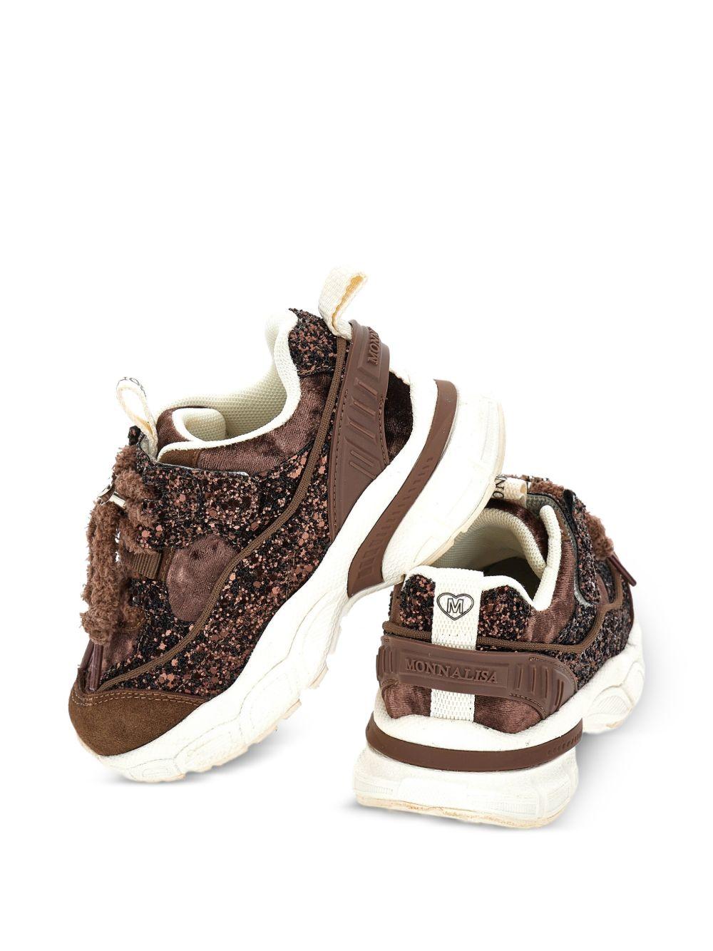 Sneakers per bambina Monnalisa Kids marroni con dettaglio glitter 8CH006 8773 0006 MONNALISA KIDS 