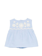 Camicia Malaya per neonata Louise Misha azzurra con ricami floreali FRI-S26-B0057 BLUE LOUISE MISHA KIDS 