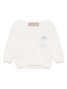 Cardigan per neonata La Stupenderia bianco in cotone con tasca applicata sul petto SCCR71802 D13 LA STUPENDERIA KIDS 
