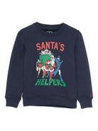 Felpa per bambino MC2 Saint Barth Kids blu con stampa grafica Batman Robin e Babbo Natale HUT0004 01734I MC2 ST. BARTH KIDS 