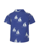 Camicia Sailing Boats per bambino Mini Rodini blu con colletto alla cubana 2522015160 BLUE MINI RODINI 