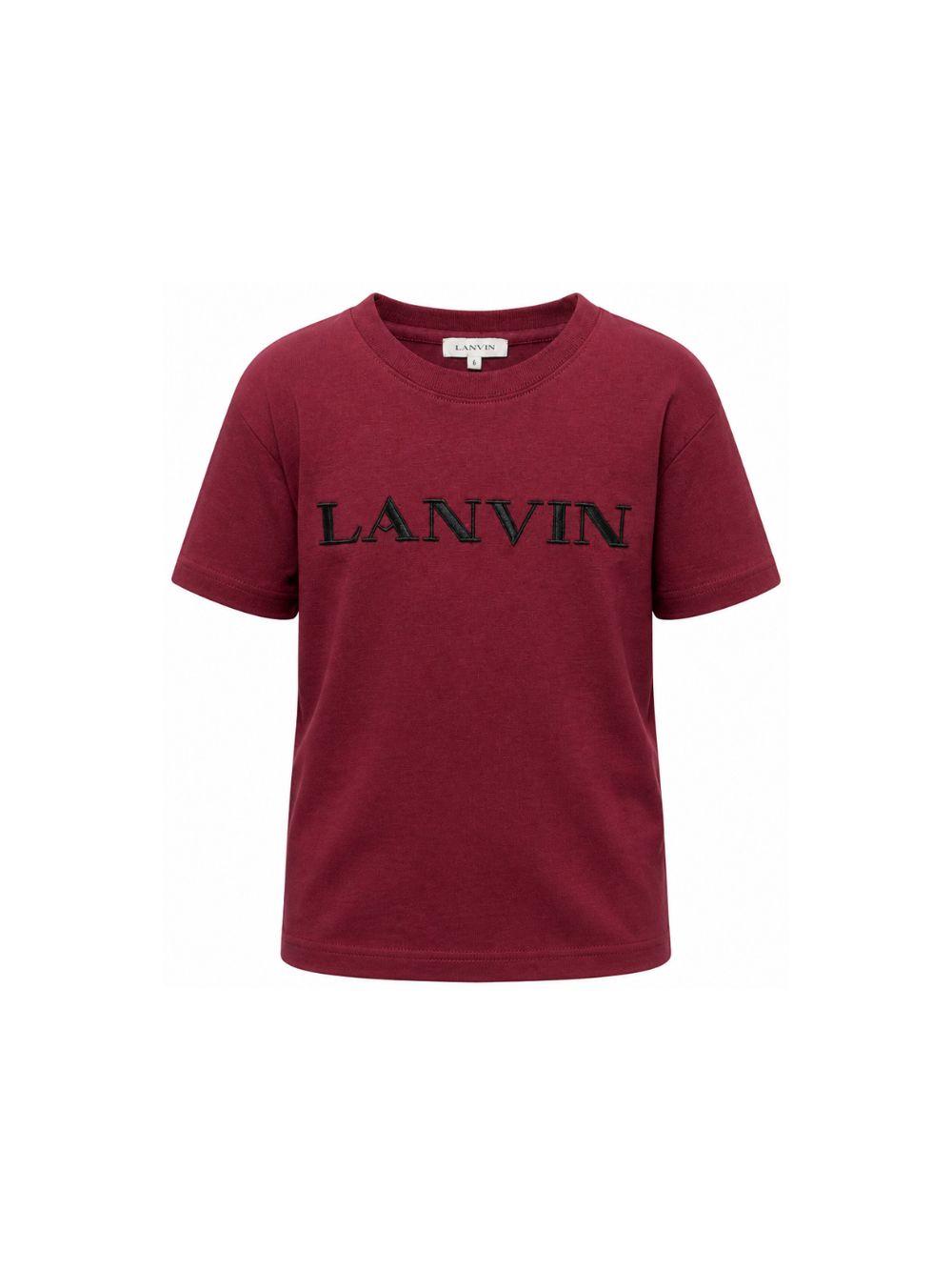 T-shirt per bambino Lanvin Kids bordeaux con logo sul davanti N30426 955 LANVIN KIDS 