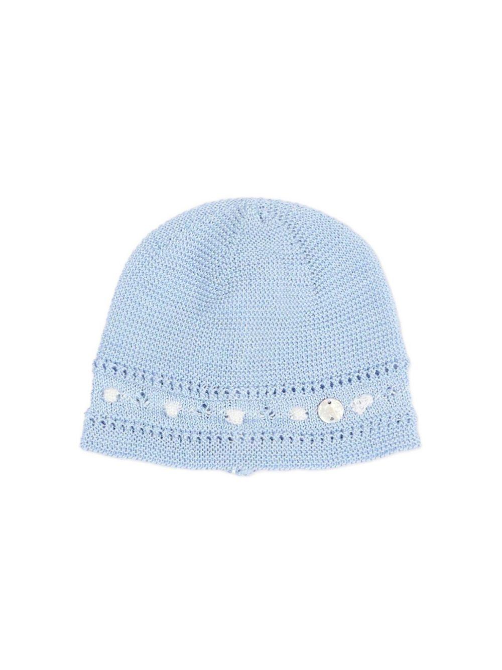 Berretto traforato per neonato Paz Rodriguez azzurro con decorazione 040-123256 80 PaZ RODRIGUEZ KIDS 
